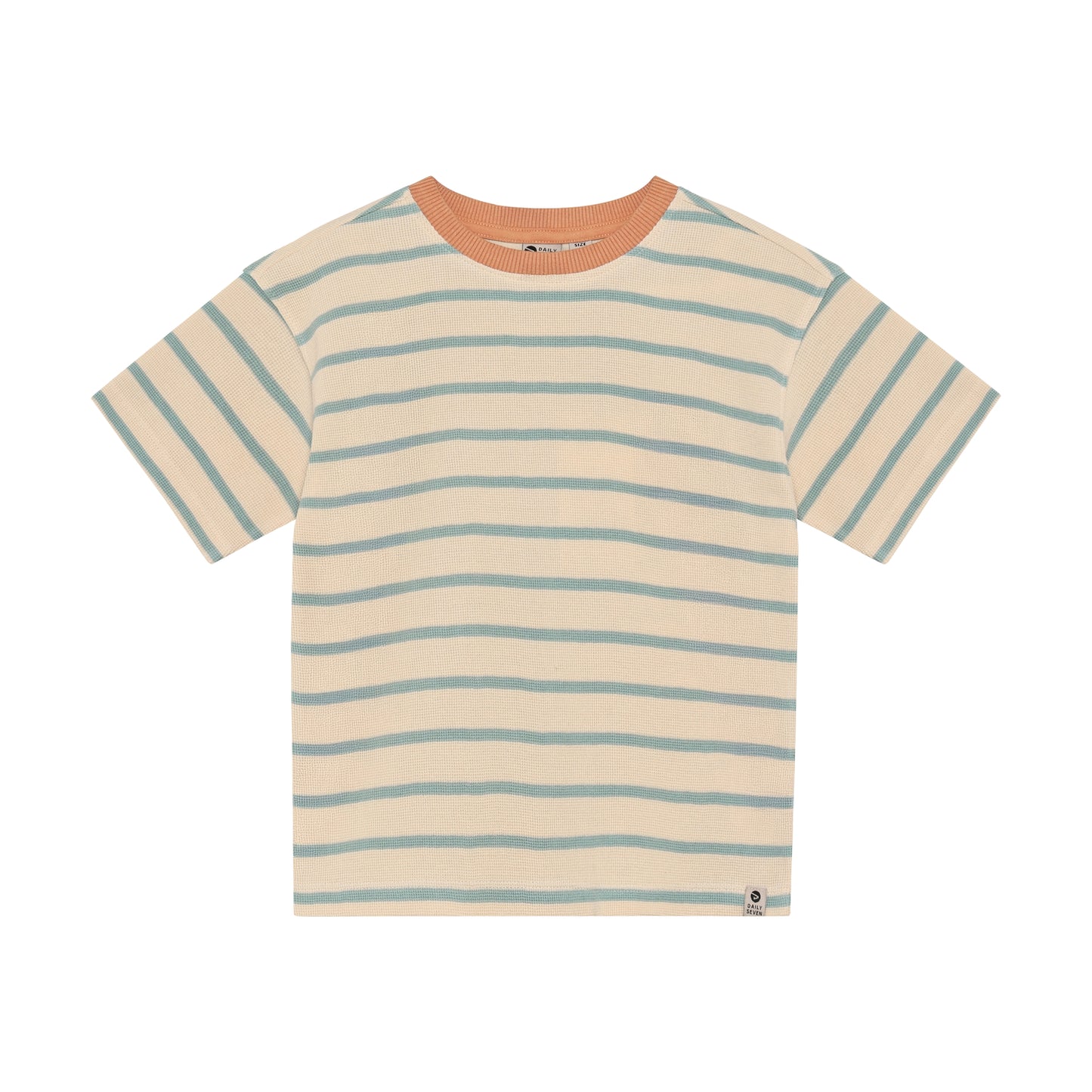 Daily Seven Oversized T-shirt Stripe - Lichtblauw Gestreept - voorkant