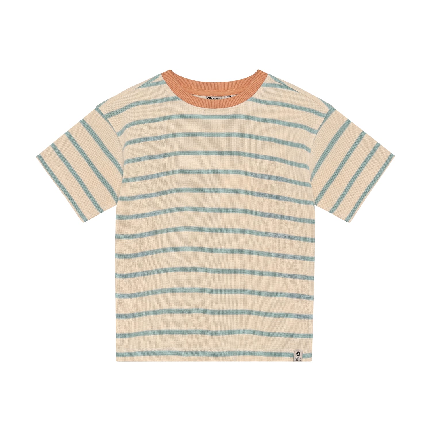 Daily Seven Oversized T-shirt Stripe - Lichtblauw Gestreept - voorkant
