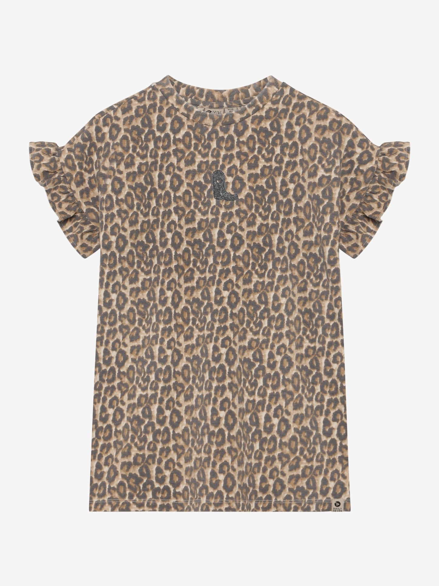Daily7 T-shirt Dress Sandshell Leopard - voorkant