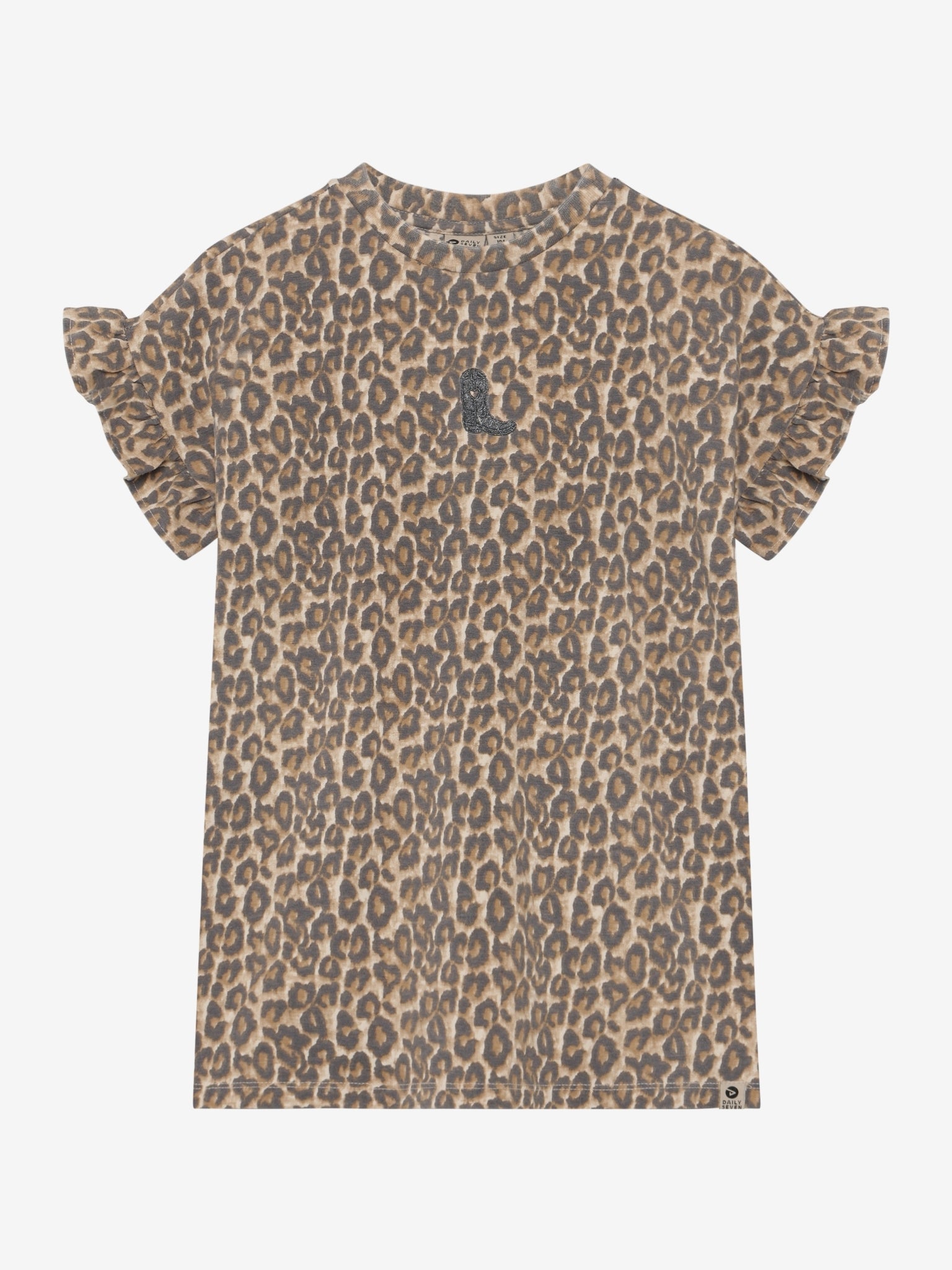 Daily7 T-shirt Dress Sandshell Leopard - voorkant