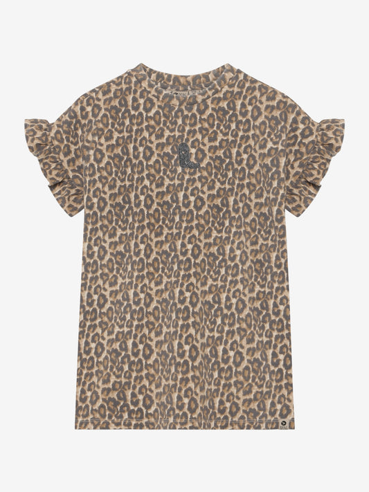 Daily7 T-shirt Dress Sandshell Leopard - voorkant