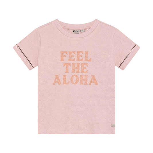 Daily Seven T-shirt Feel The Aloha - Roze Artwork - voorkant
