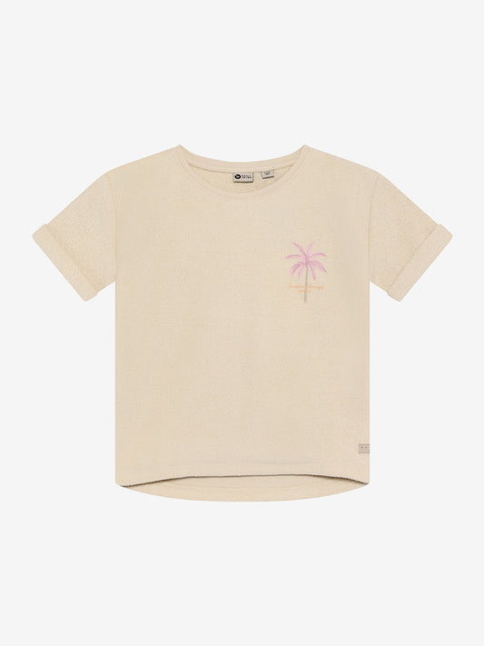 Daily7 T-shirt Beige met Palmboom Print - Meisjes