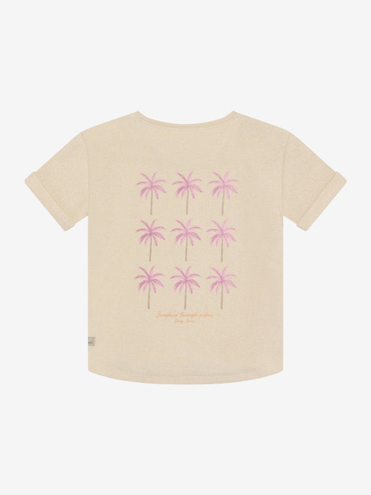 Daily7 T-shirt Beige met Palmboom Print - Meisjes