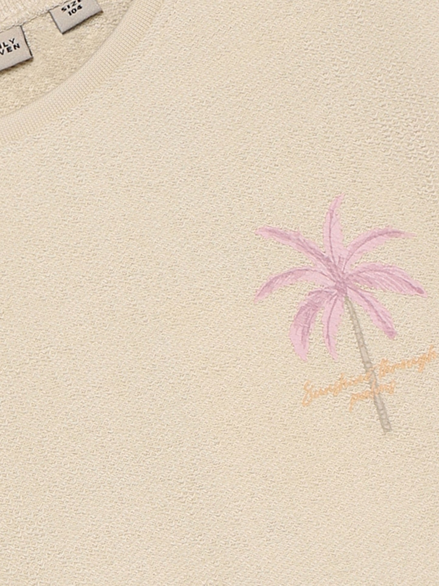 Daily7 T-shirt Beige met Palmboom Print - Meisjes