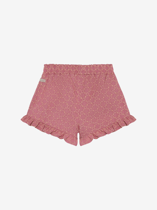 Daily Seven Ruffle Shorts Broderie - Roze