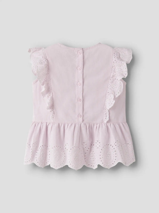 Name It Cradle Pink Katoenen Top – Geborduurde Rand Meisjes