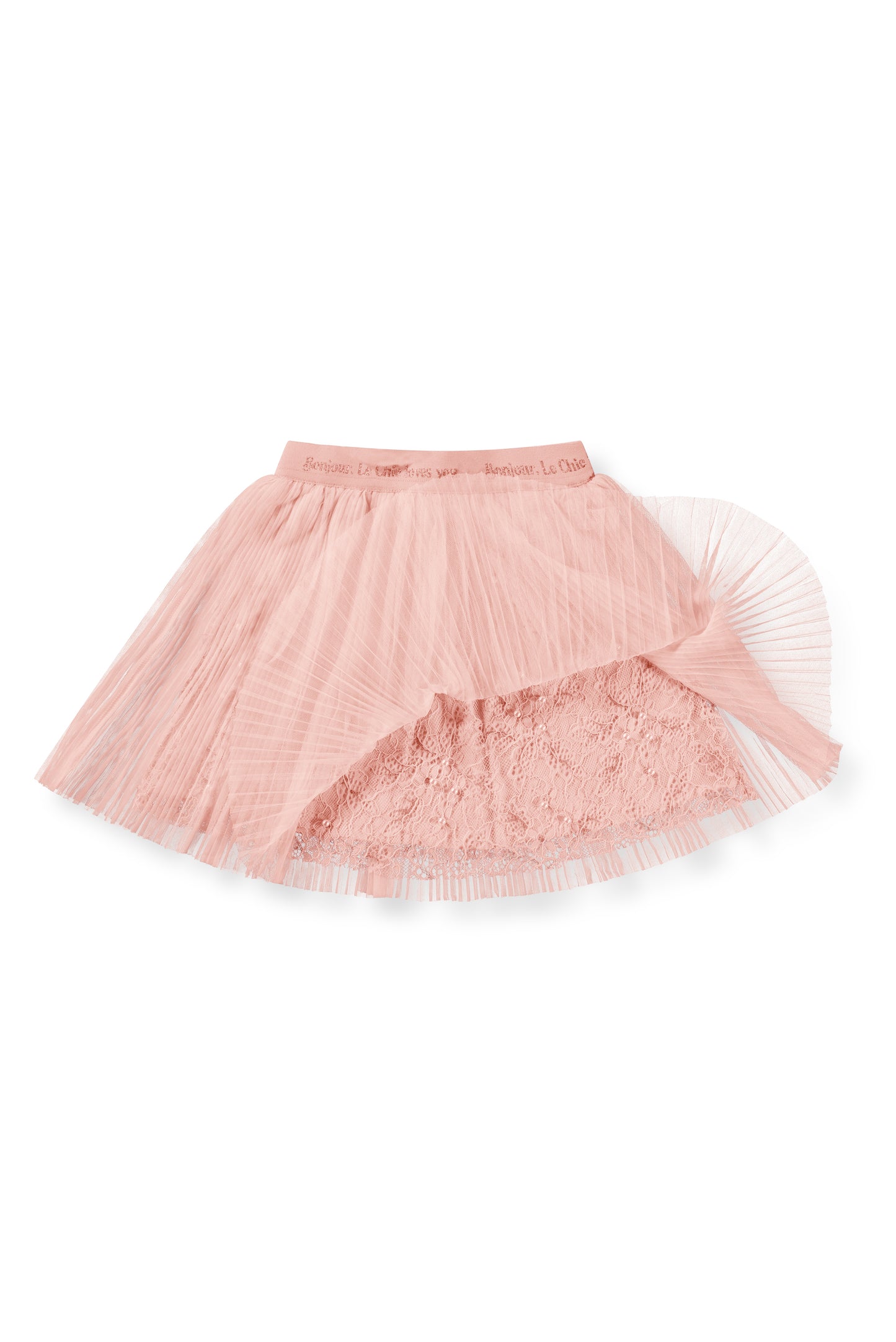 LE CHIC TRUTHY MESH & PEARLS SKIRT