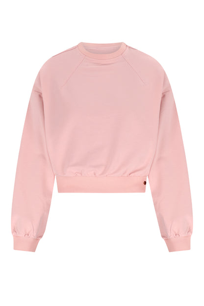 NoBell Kobell sweater in vintage rose - voorkant detail met patroon