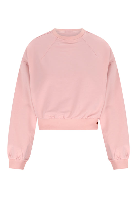 NoBell Kobell sweater in vintage rose - voorkant detail met patroon
