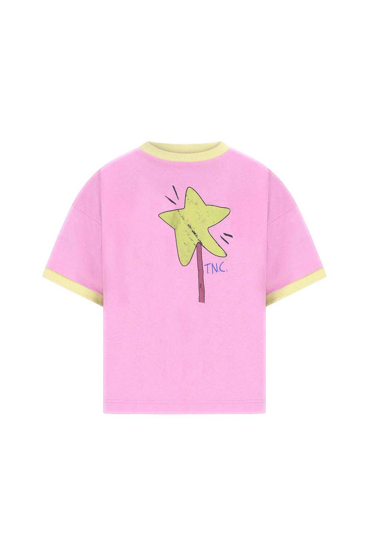 THE NEW CHAPTER roze oversized t-shirt met toverstok print voor meisjes - voorkant