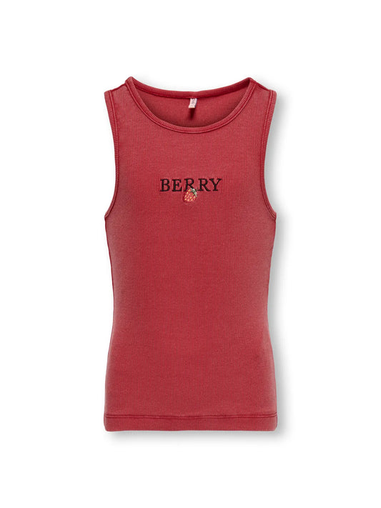 Only Jilly Tank Top Cherry Red Strawberry – Mouwloze Top Meisjes