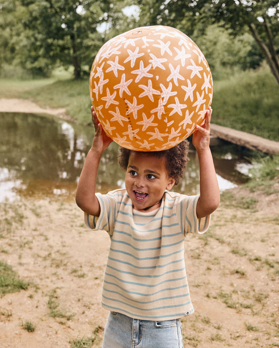 Daily Seven Oversized T-shirt Stripe - Lichtblauw Gestreept - gestyled, spelend