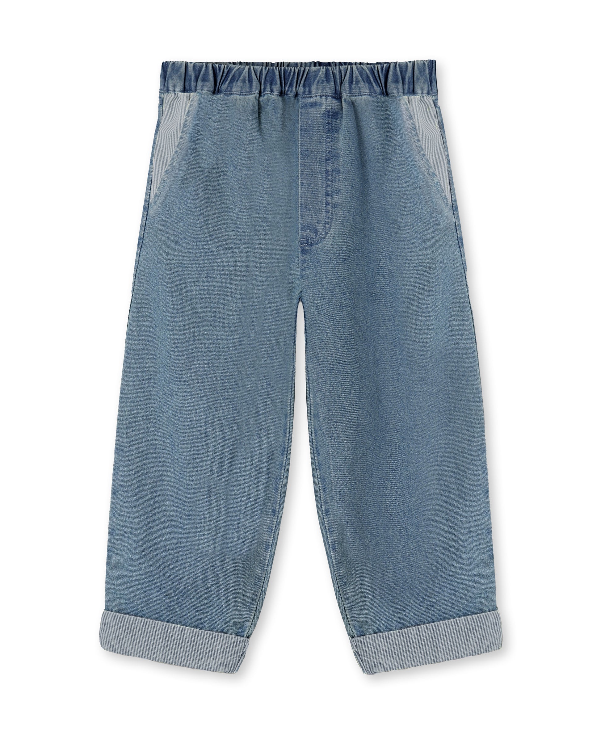 Fliink denim broek medium blue - voorkant kinderbroek jongens meisjes