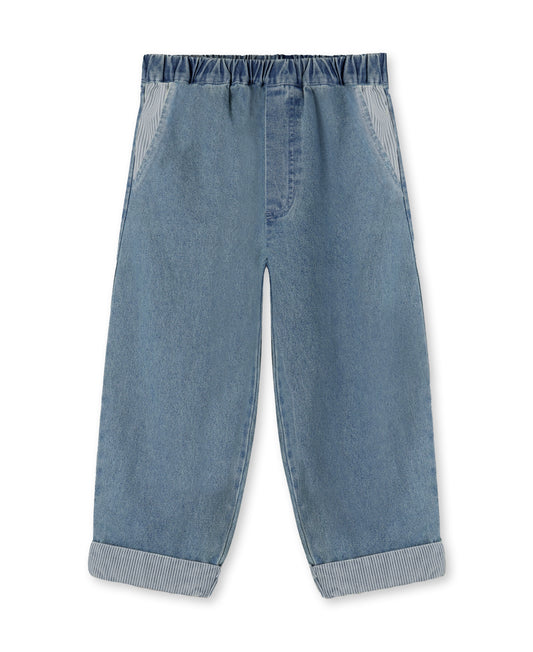 Fliink denim broek medium blue - voorkant kinderbroek jongens meisjes