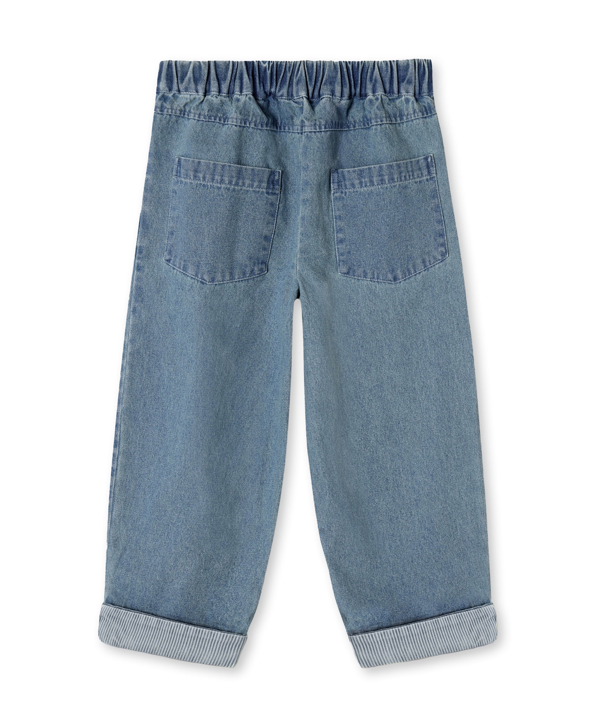 Fliink denim broek medium blue - detail kinderbroek comfortabele pasvorm