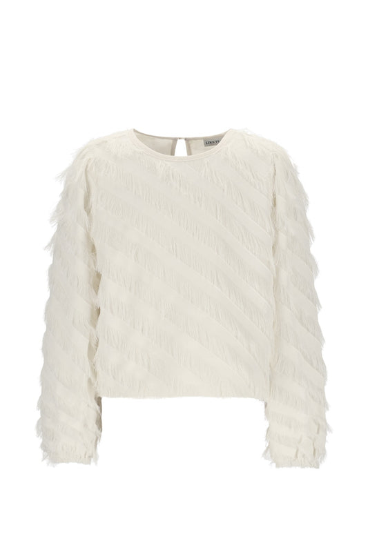 Meisjes blouse met speelse fringes – Like Flo Ella blouse voorkant
