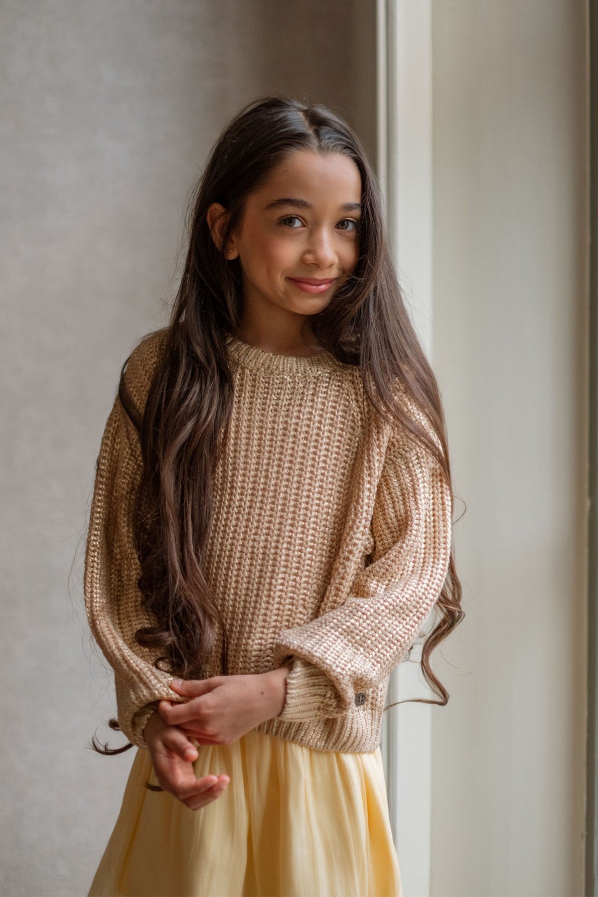 Like Flo Djuna gold knit - detail gebreide structuur