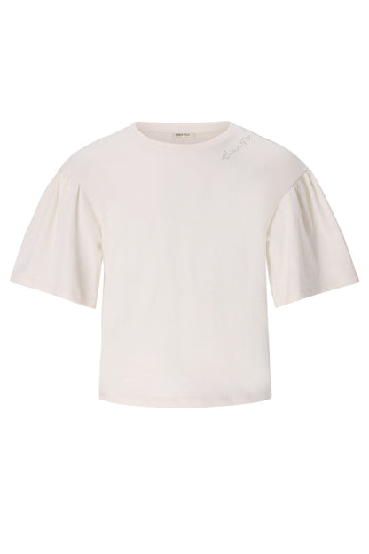 Like Flo Estelle T-shirt met ruffle mouwtjes in off-white voor meisjes