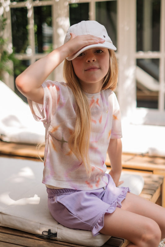 LIKE FLO mesh t-shirt meisjes - detail mesh structuur