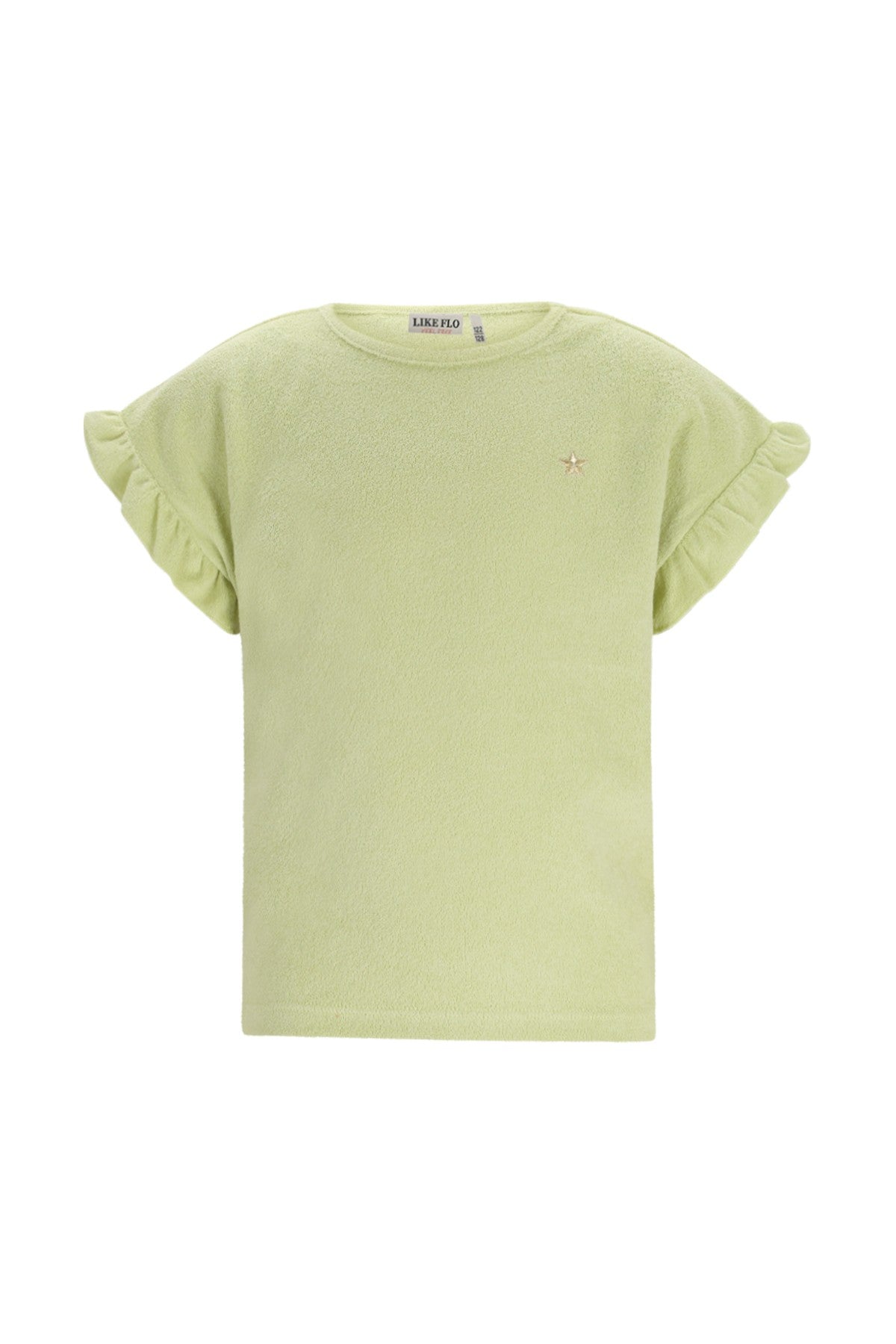 Like Flo Badstof T-shirt met Ruffle - Groen - voorkant