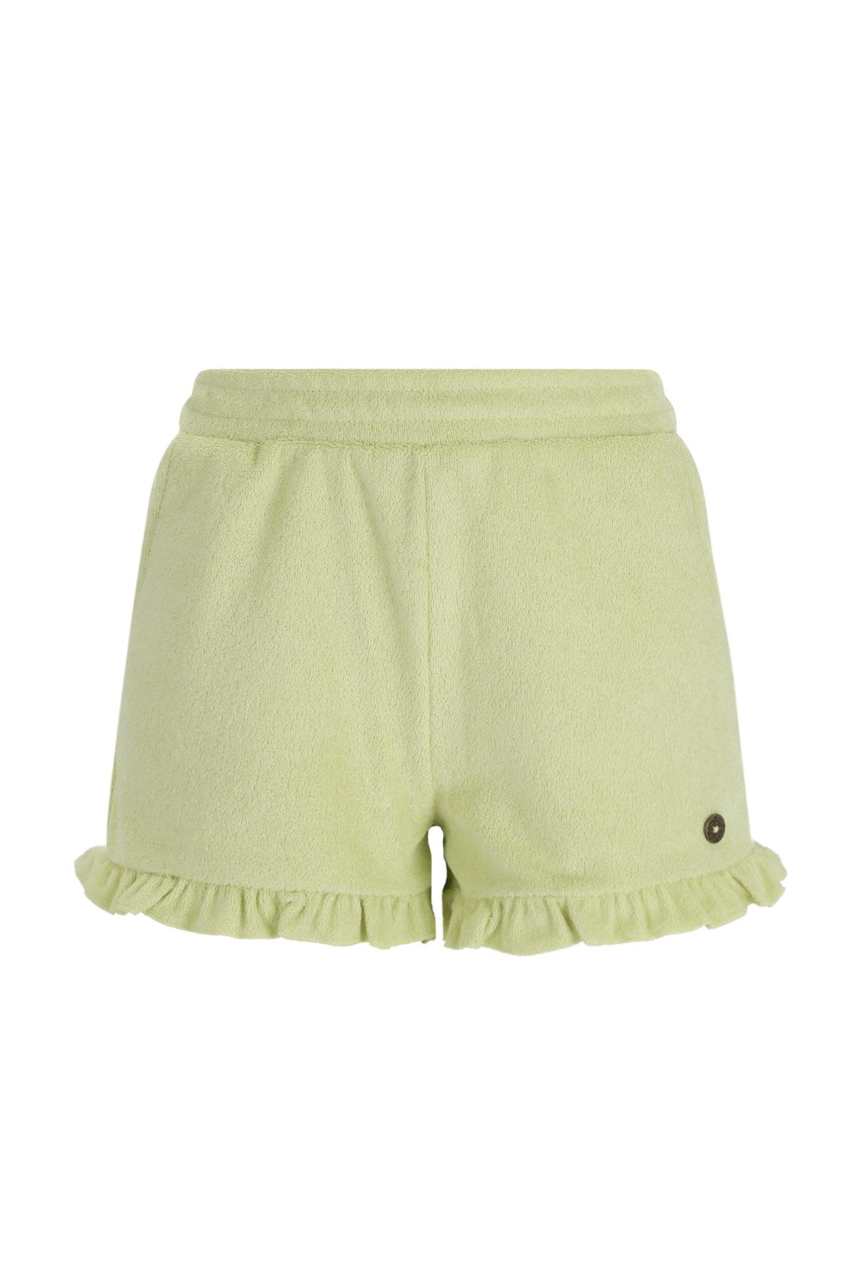 Like Flo Badstof Short met Ruffle - Groen - voorkant
