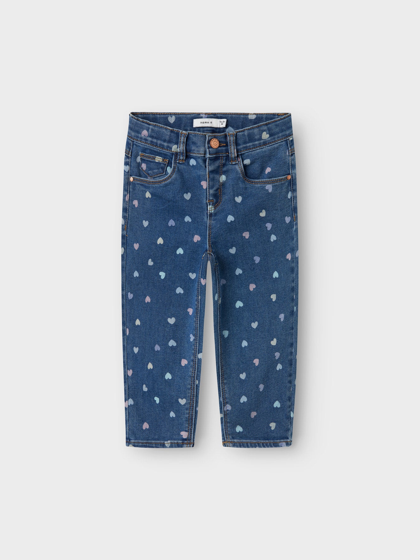 NAME IT BELLA Mom Shaped jeans met hartjesprint voor meisjes, voorkant