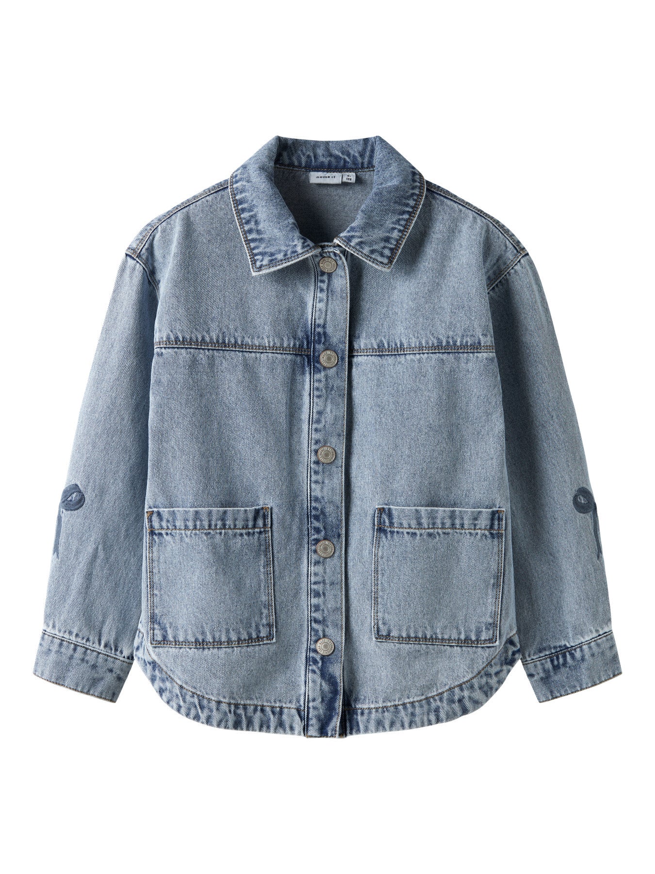 NAME IT Gloria denim jasje voor meisjes - vooraanzicht op witte achtergrond