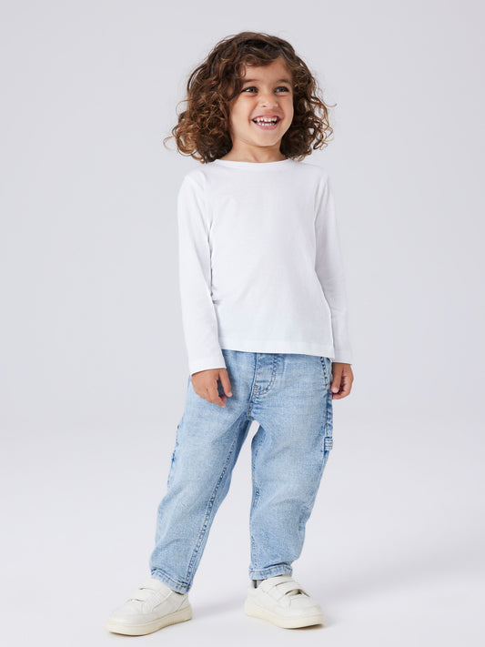 NAME IT Ben tapered carpenter jeans light blue jongens - volledig vooraanzicht
