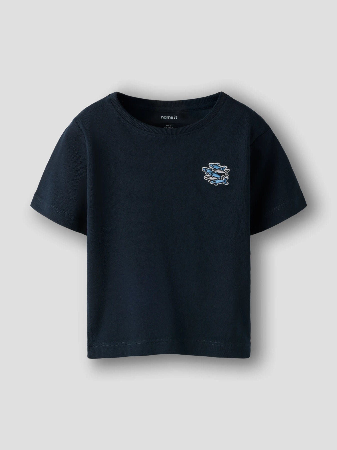 NAME IT T-shirt Salute met Visjes Print - Blauw - voorkant
