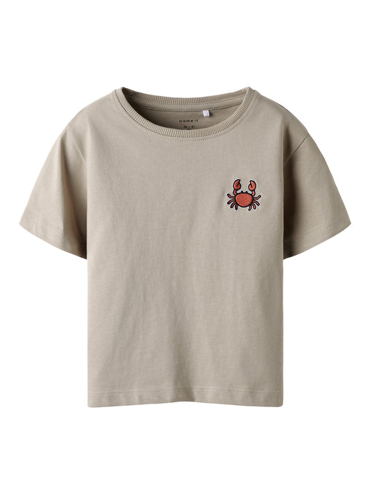 NAME IT T-shirt krab Print - aluminium diertjes