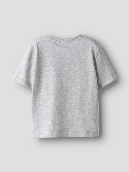 NAME IT T-shirt BELLINA Grey Melange - Meisjes Glitter Regenboog - achterkant