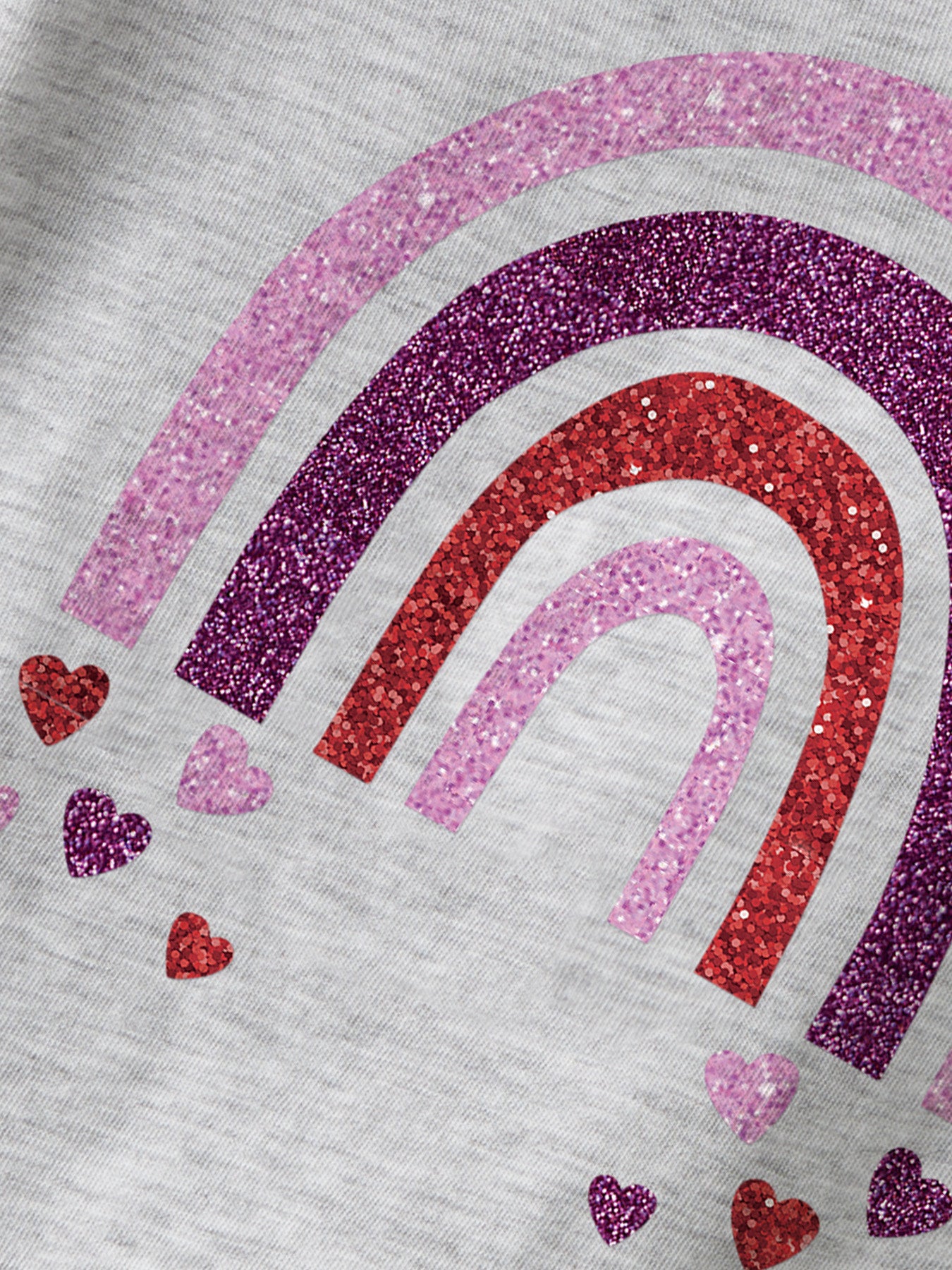 NAME IT T-shirt BELLINA Grey Melange - Meisjes Glitter Regenboog - detail