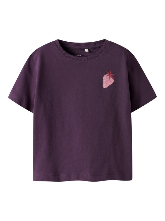 Name it glitter aardbei t-shirt meisjes - voorkant