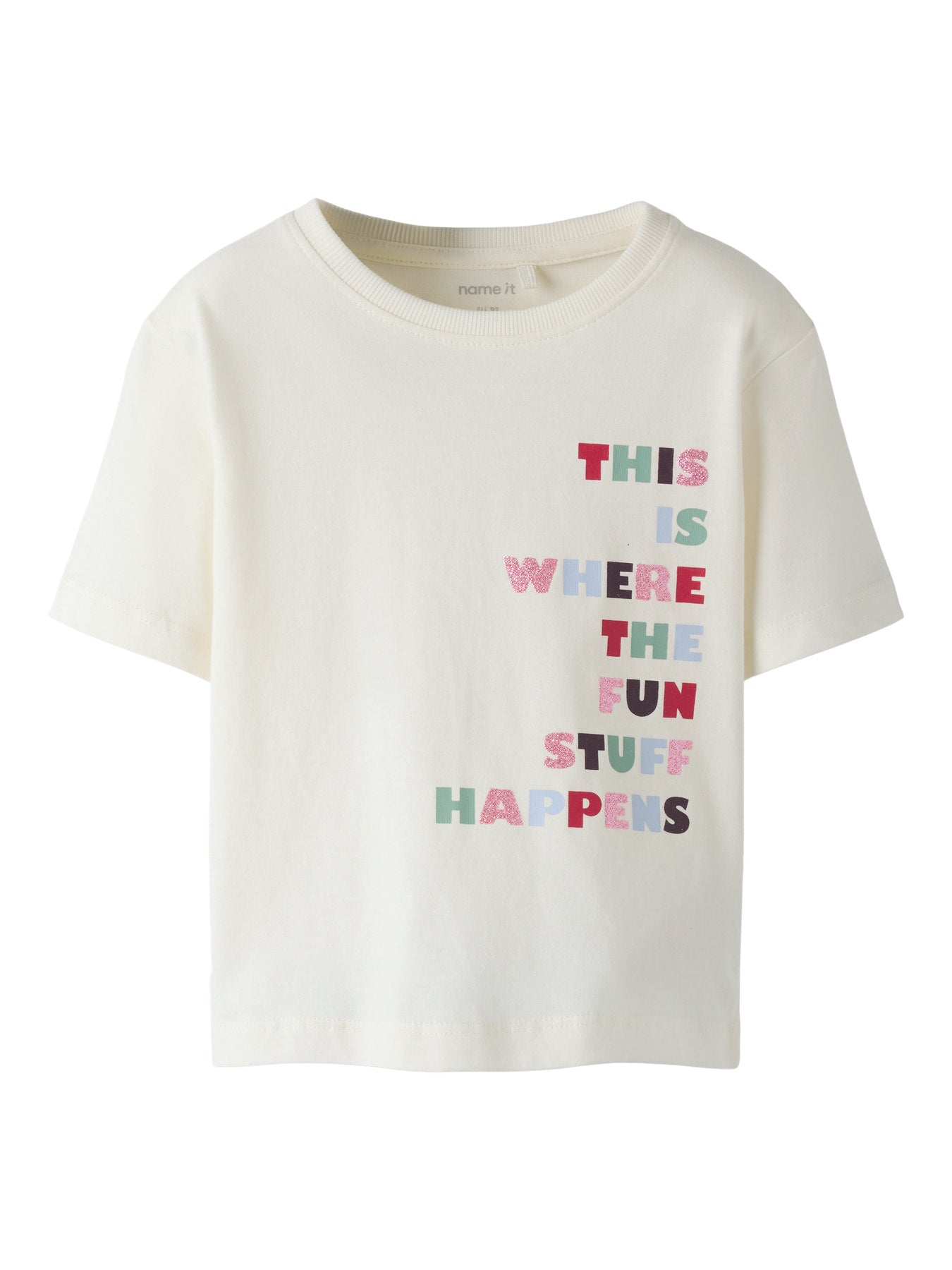 NAME IT T-shirt BELLINA Gardenia - Meisjes Glitter FUN Shirt - voorkant