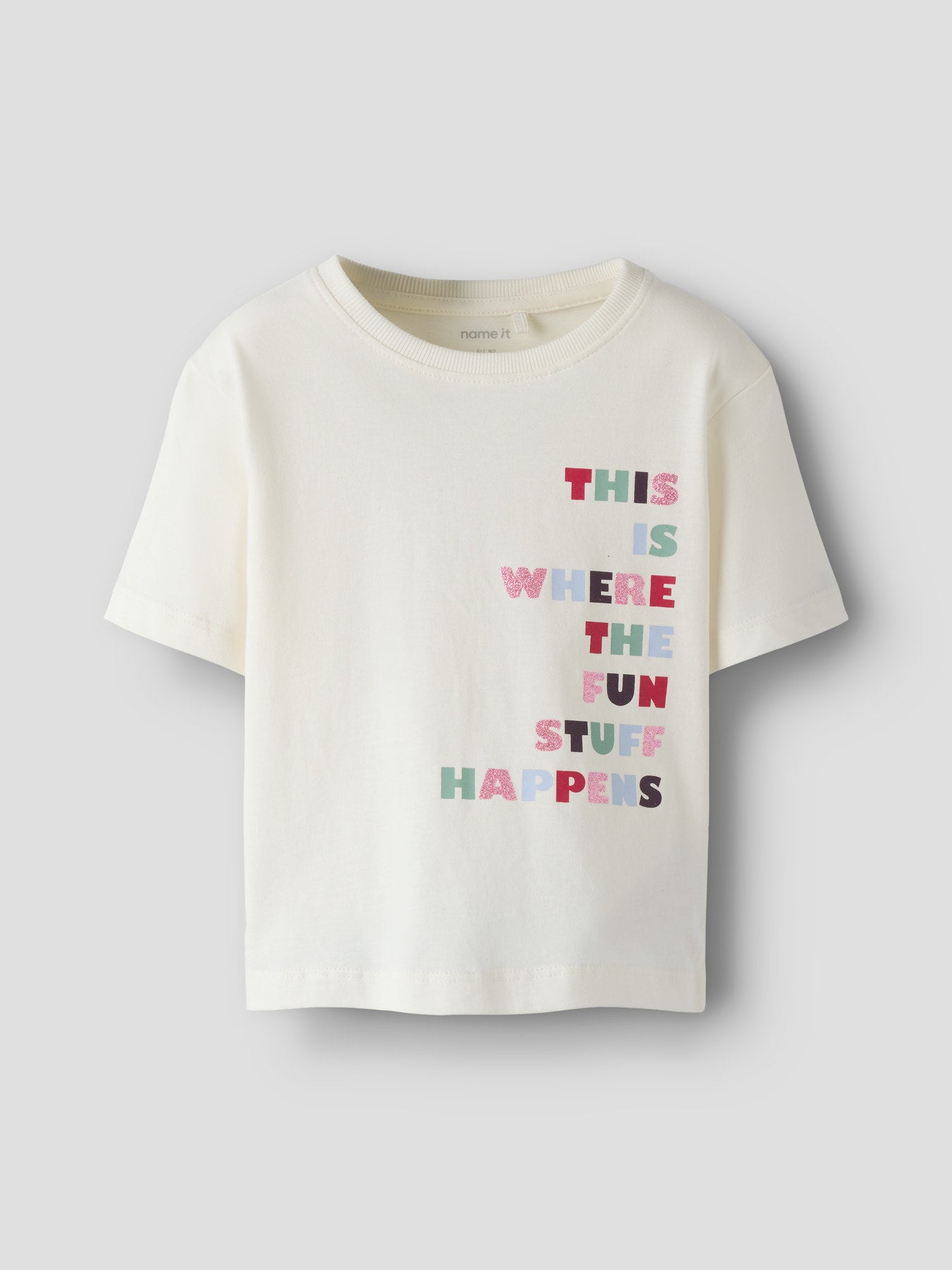 NAME IT T-shirt BELLINA Gardenia - Meisjes Glitter FUN Shirt - voorkant