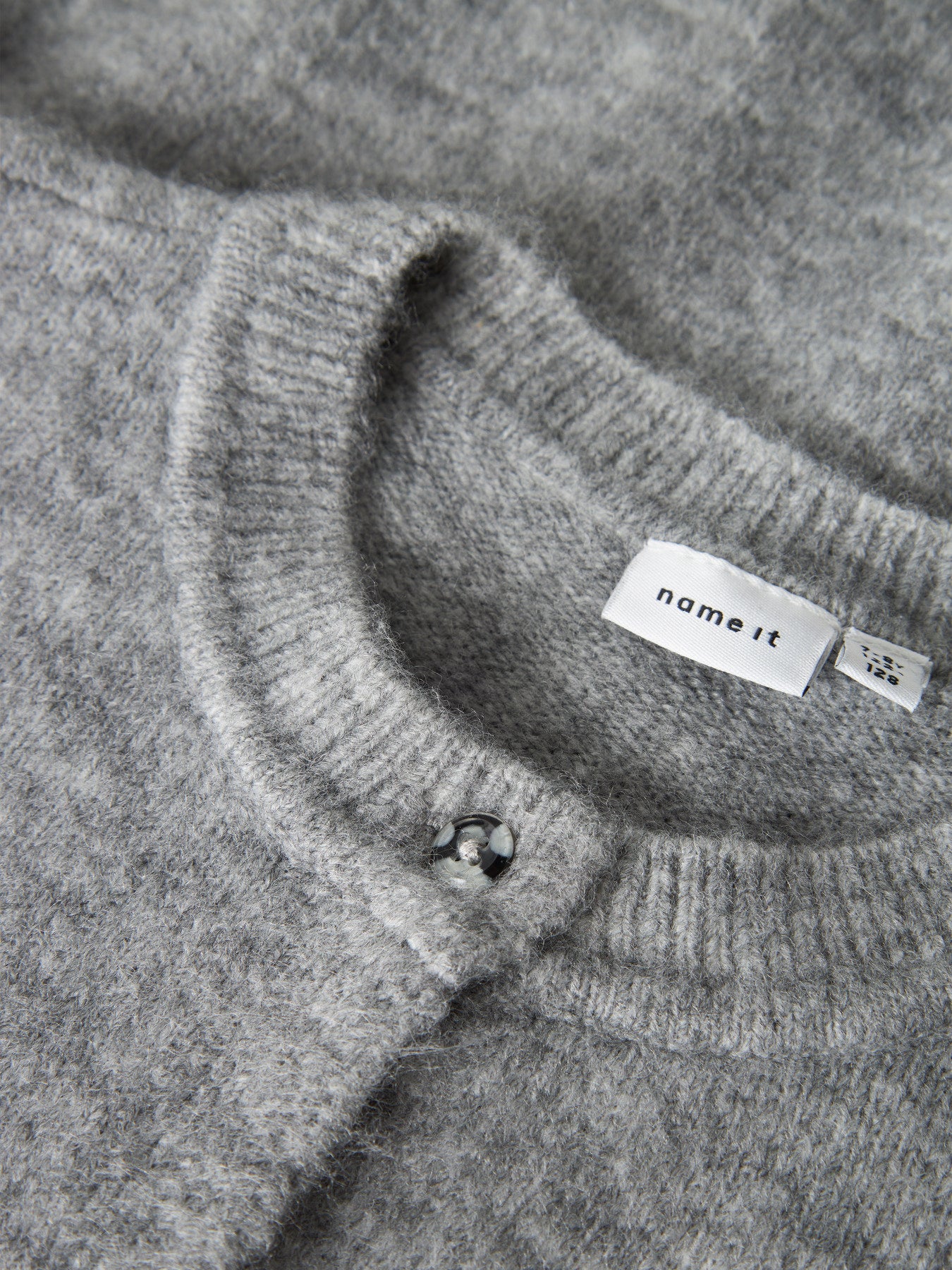 NAME IT Tika knit cardigan Grey Melange meisjes - close-up vooraanzicht
