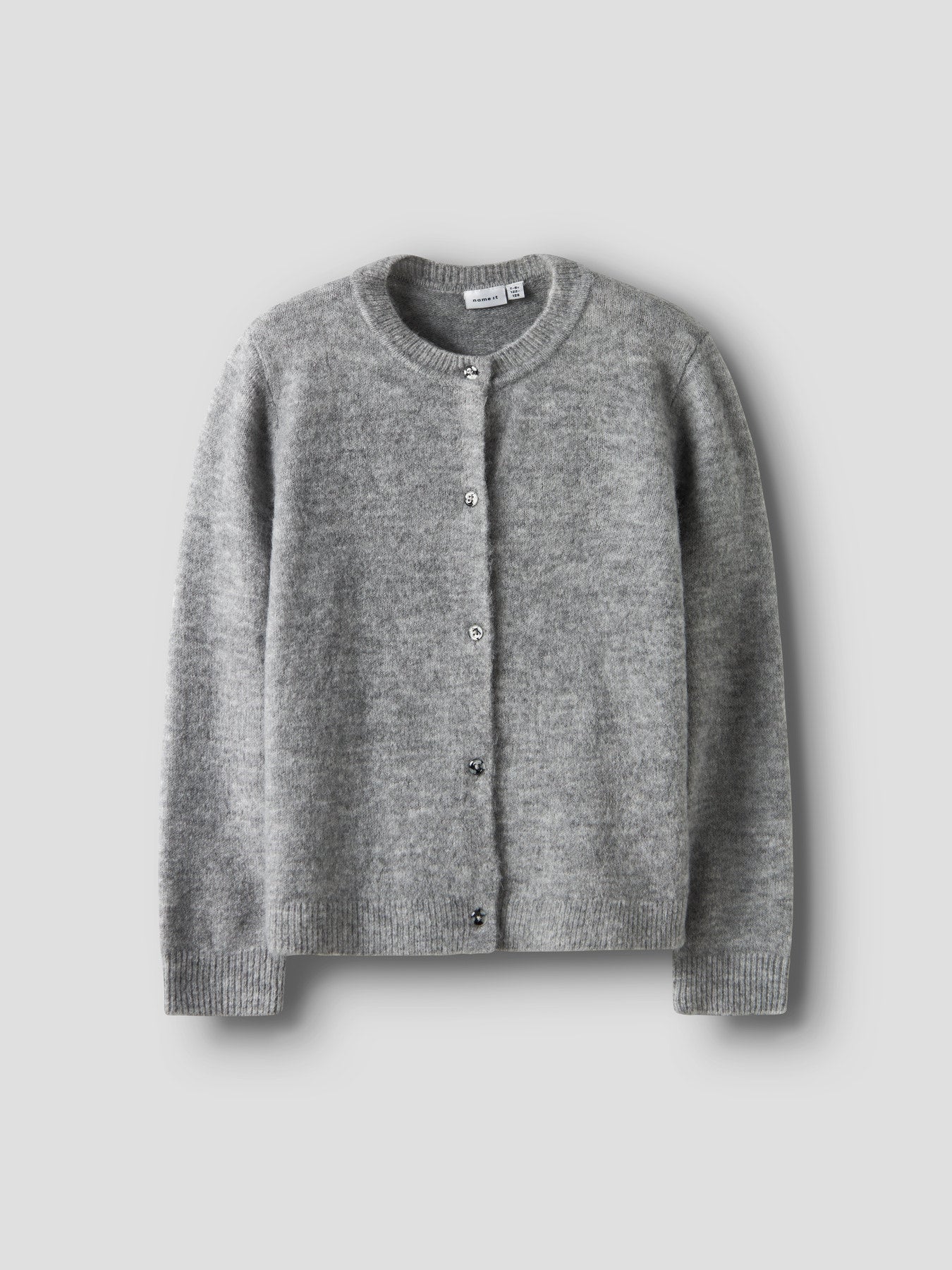 NAME IT Tika knit cardigan Grey Melange meisjes - vooraanzicht