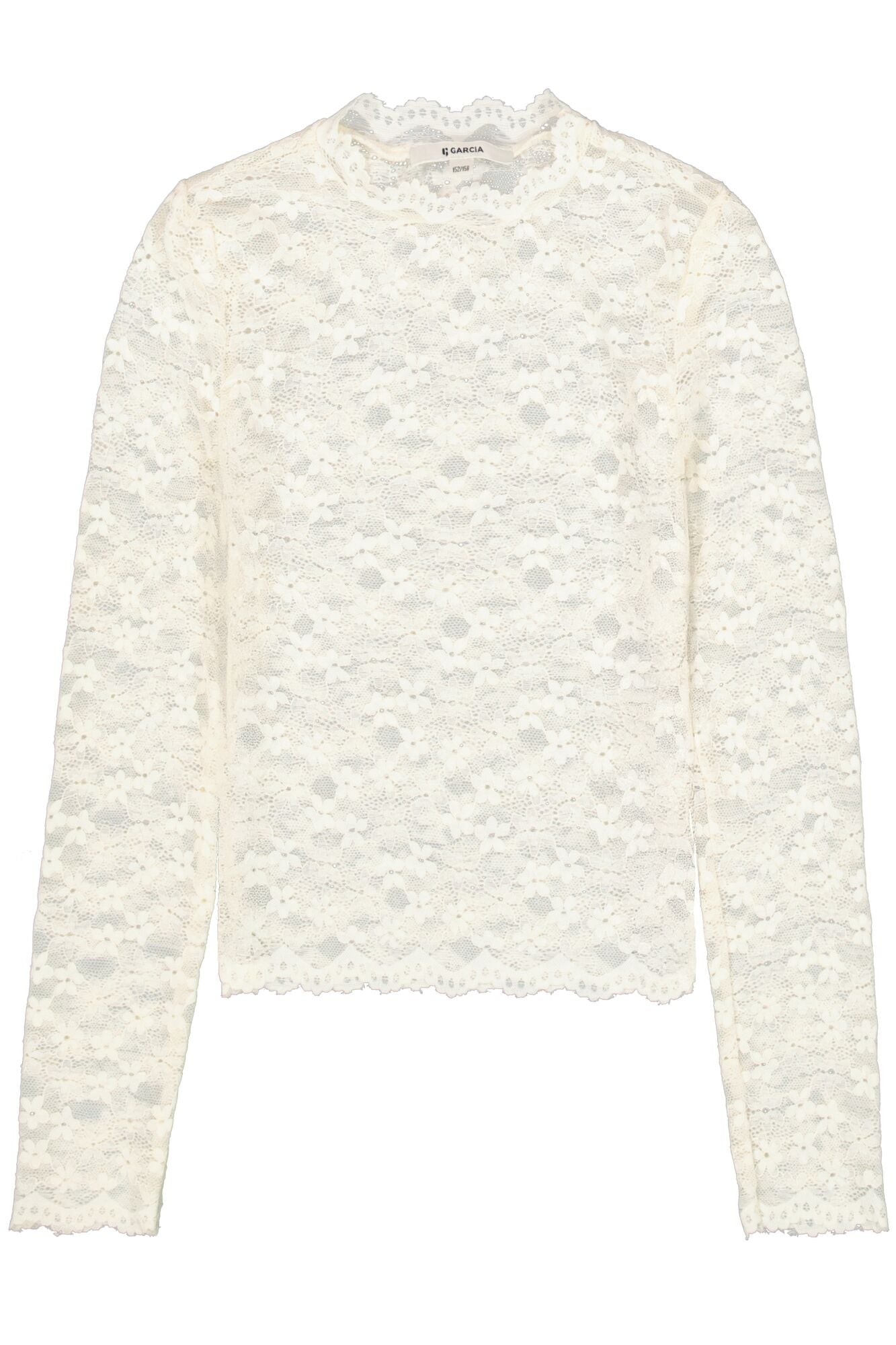 Garcia witte longsleeve met kant voor meisjes - vooraanzicht
