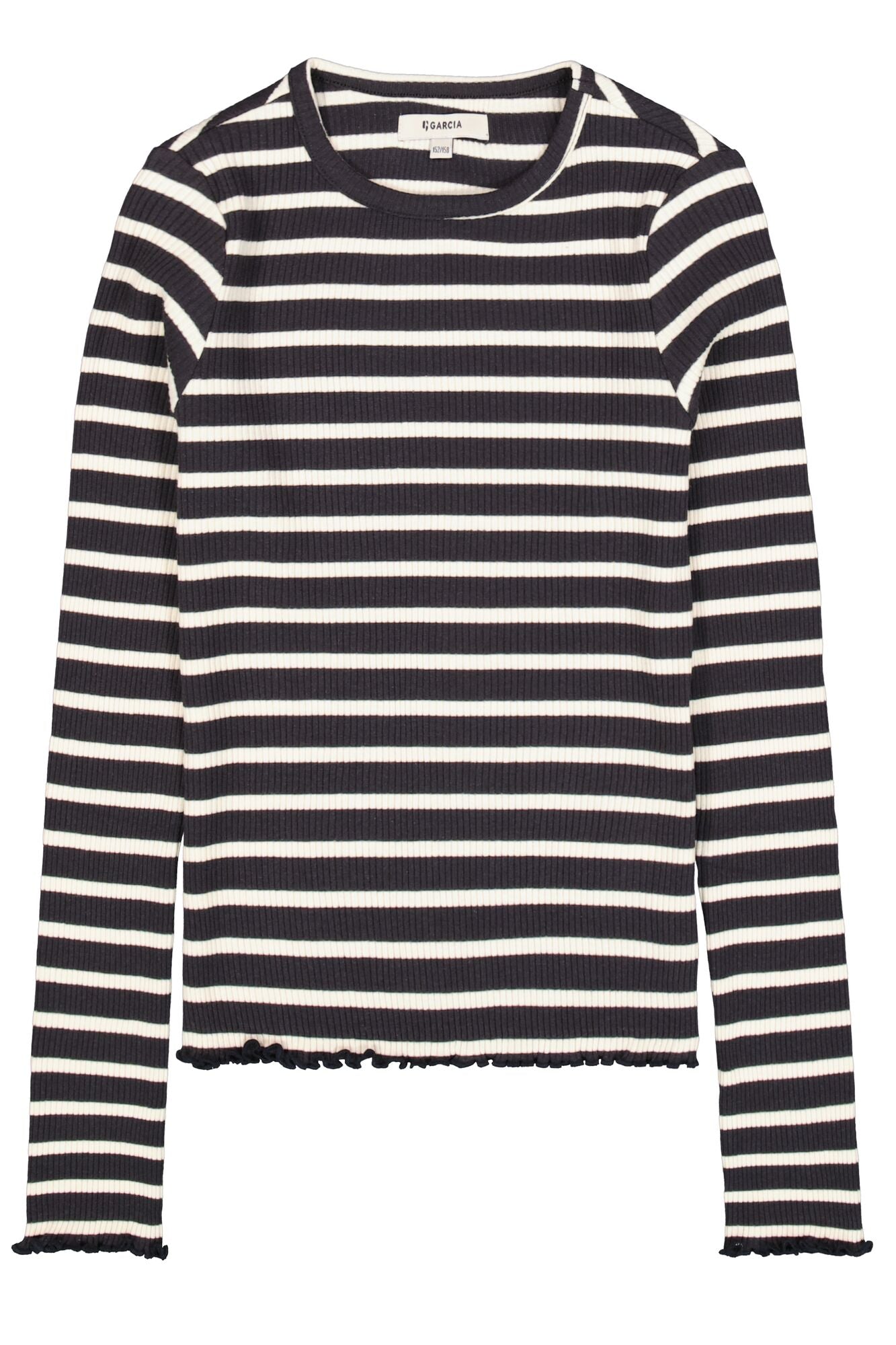 Garcia gestreepte longsleeve zwart wit voor meisjes - vooraanzicht