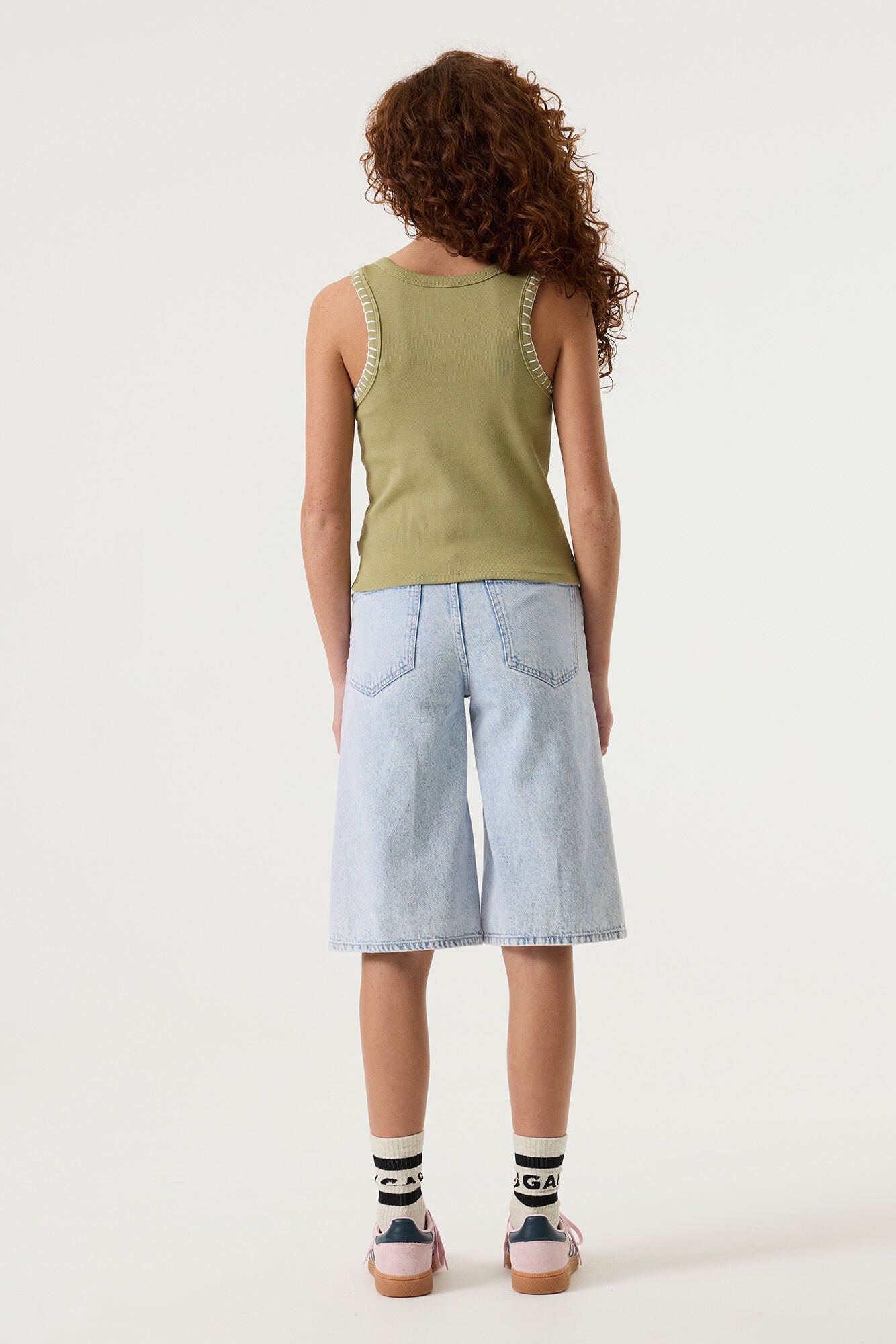 Garcia Mouwloze Top Kaki - Meisjes Tieners - achterkant gestyled