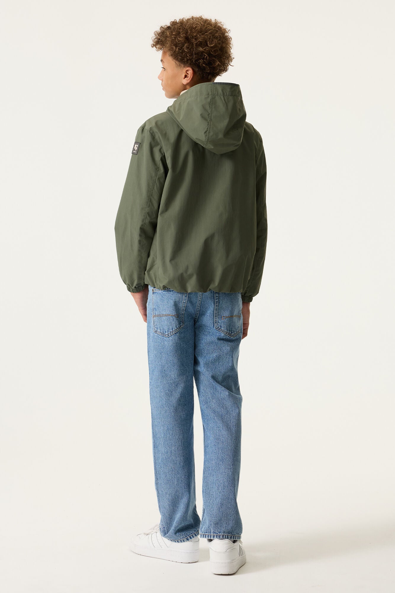 GARCIA outdoor jacket jongens kaki - close-up stofdetail en afwerking
