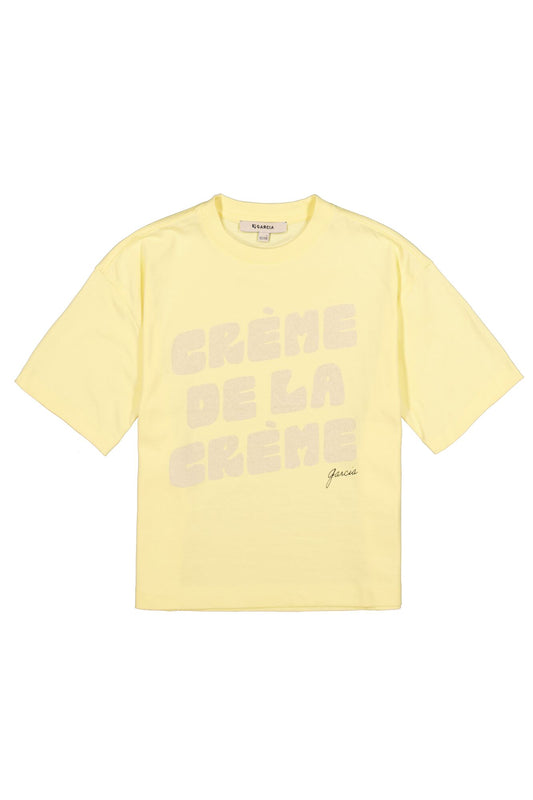 Garcia t-shirt geel Crème de la Crème voor meisjes - vooraanzicht