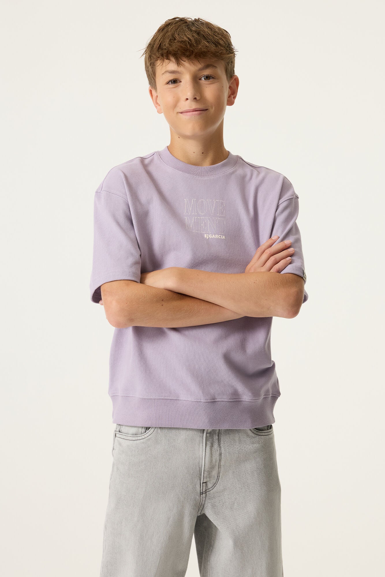 Garcia jongens sweatshirt lavendel paars - detail stof en afwerking