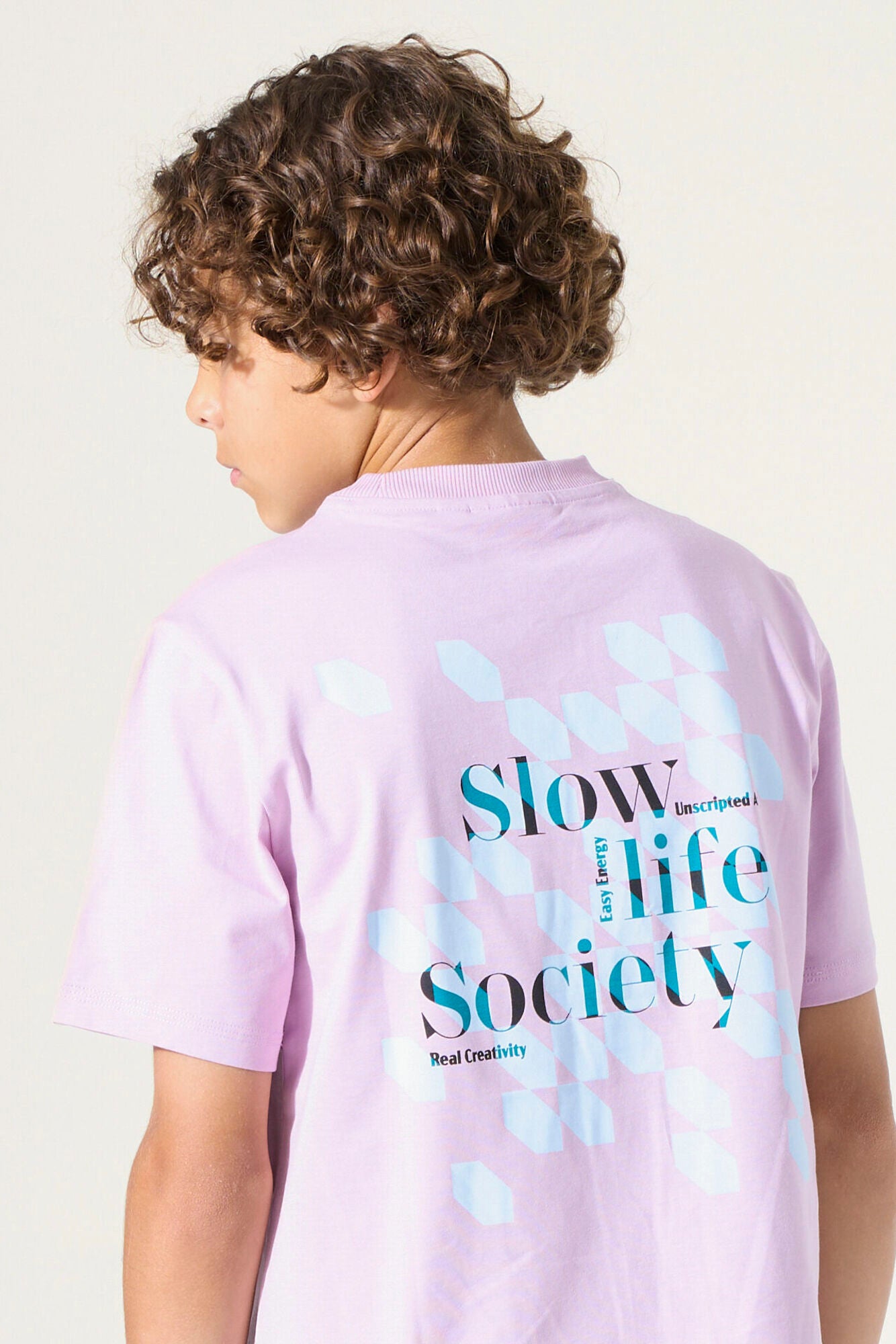 GARCIA jongens T-shirt Pale Syrup met Slow Life Society backprint - detail rugprint