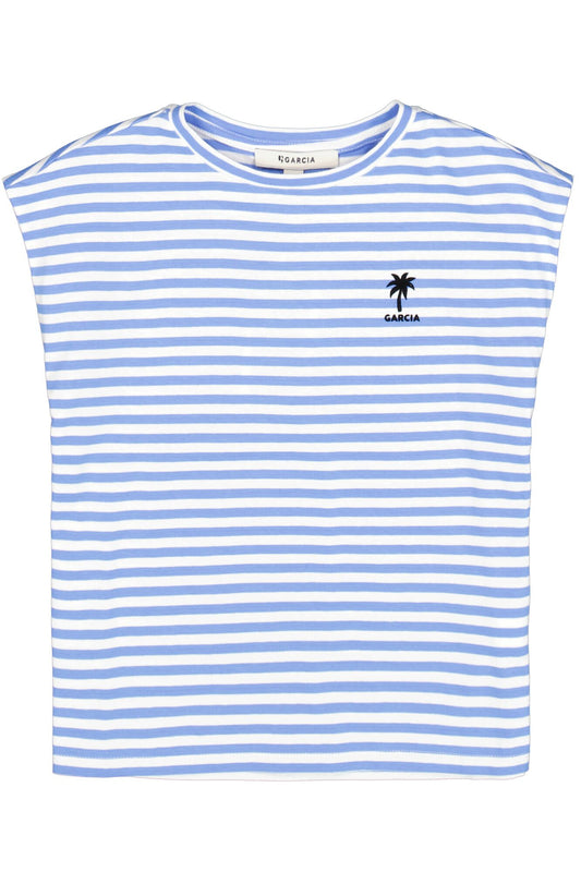 GARCIA Meisjes T-shirt – Pacific Blue Gestreept