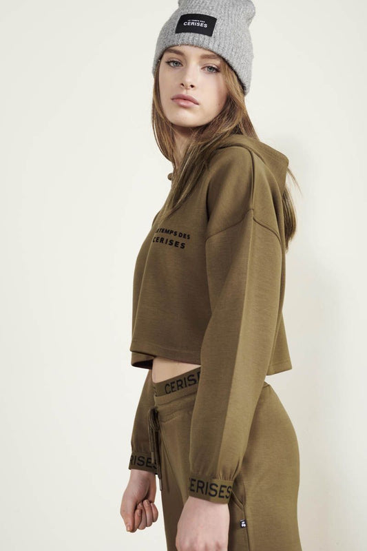 Khaki sweat half zipper Temps des Cerises
