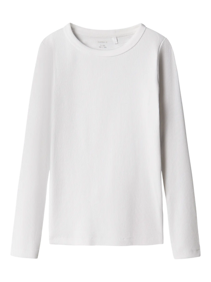 NAME IT NAKAL wit ribgebreid longsleeve t-shirt voor meisjes