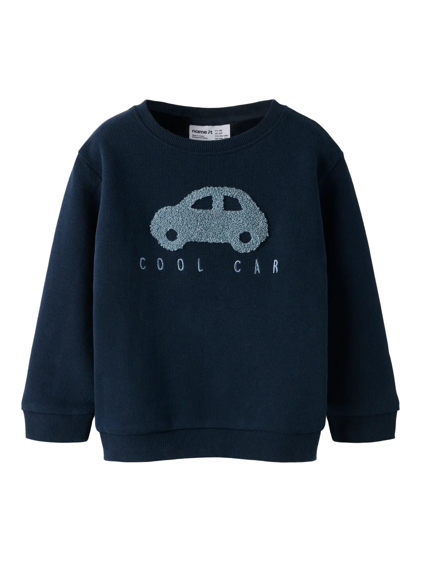NAME IT jongens sweatshirt met beer print in dark sapphire blauw - voorkant