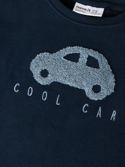 Bear Sweat sweatshirt dark sapphire - close-up beer print detail